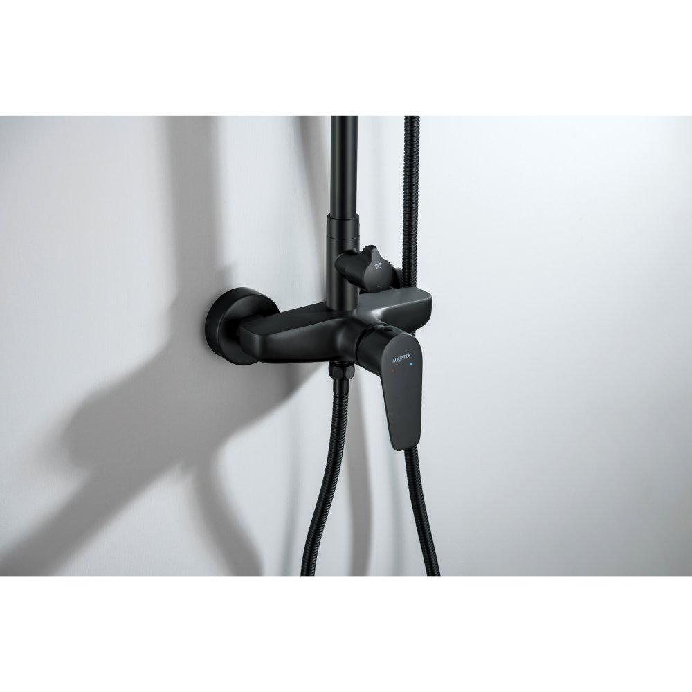 Душевая система со смесителем для душа Aquanet Бетта 220 мм матовый черный AQ2160MB