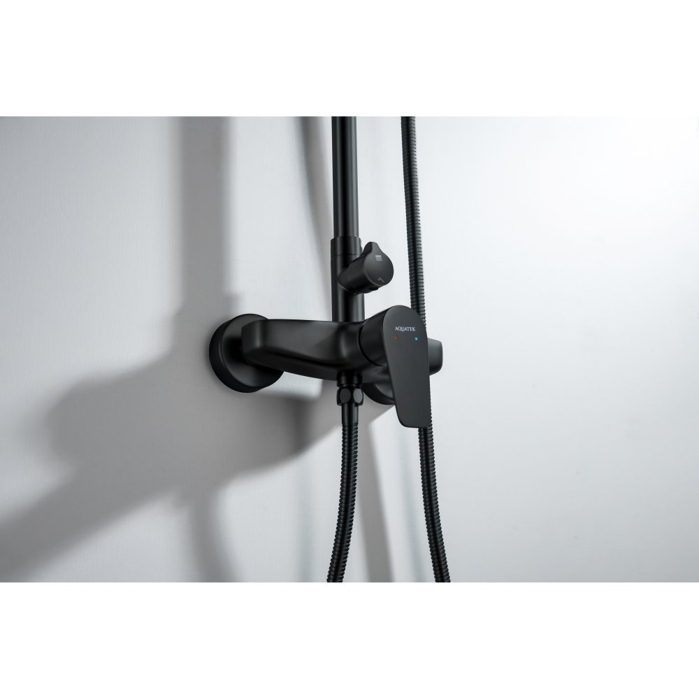 Душевая система со смесителем для душа Aquanet Бетта 220 мм матовый черный AQ2160MB