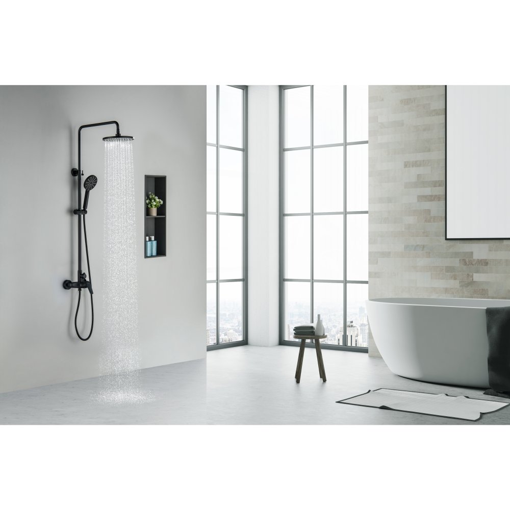 Душевая система со смесителем для душа Aquanet Бетта 220 мм матовый черный AQ2160MB