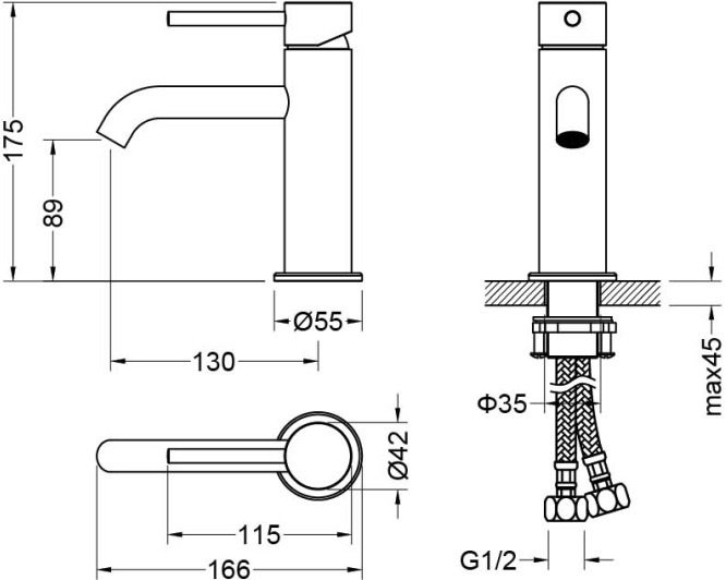 Набор смесителей 3 в 1 Aquanet Европа AQ1330CR (AQ1310CR+AQ1340CR+AQ2012CR) AQ1330CR