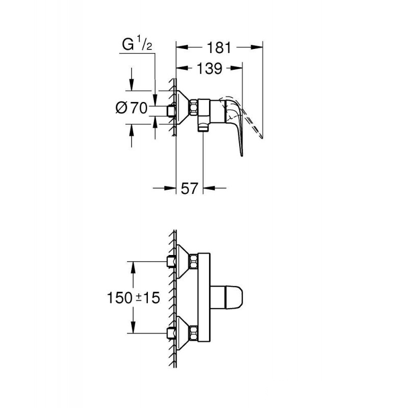 Смеситель для душа GROHE Euroeco DN 15 хром 32740001