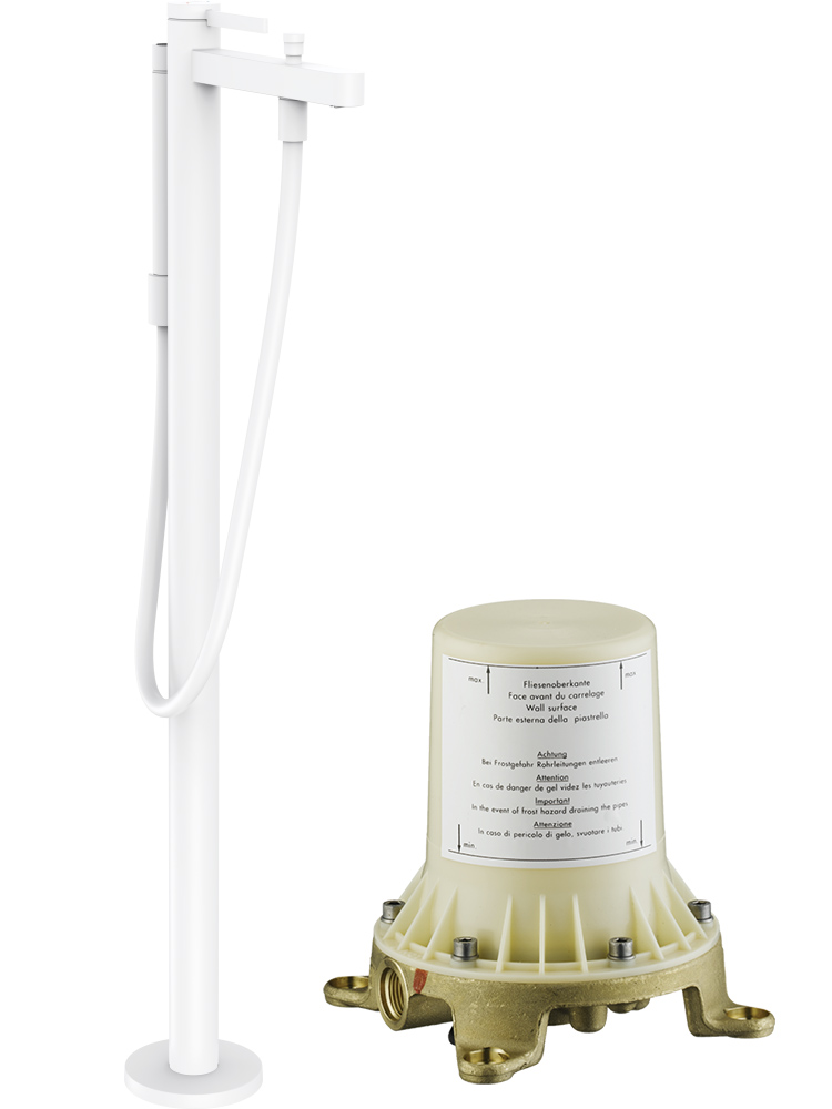 Смеситель для ванны Hansgrohe Finoris напольный матовый белый комплект (76445700 + 10452180) 76445700S