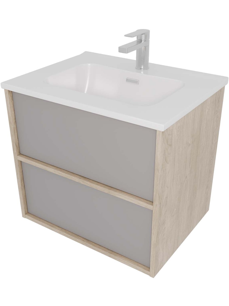 Комплект мебели Aquatek ЛИБРА 60 тумба с раковиной AQ0460-00 2 ящика серый туман/дуб давос AQ66060-DO-LG