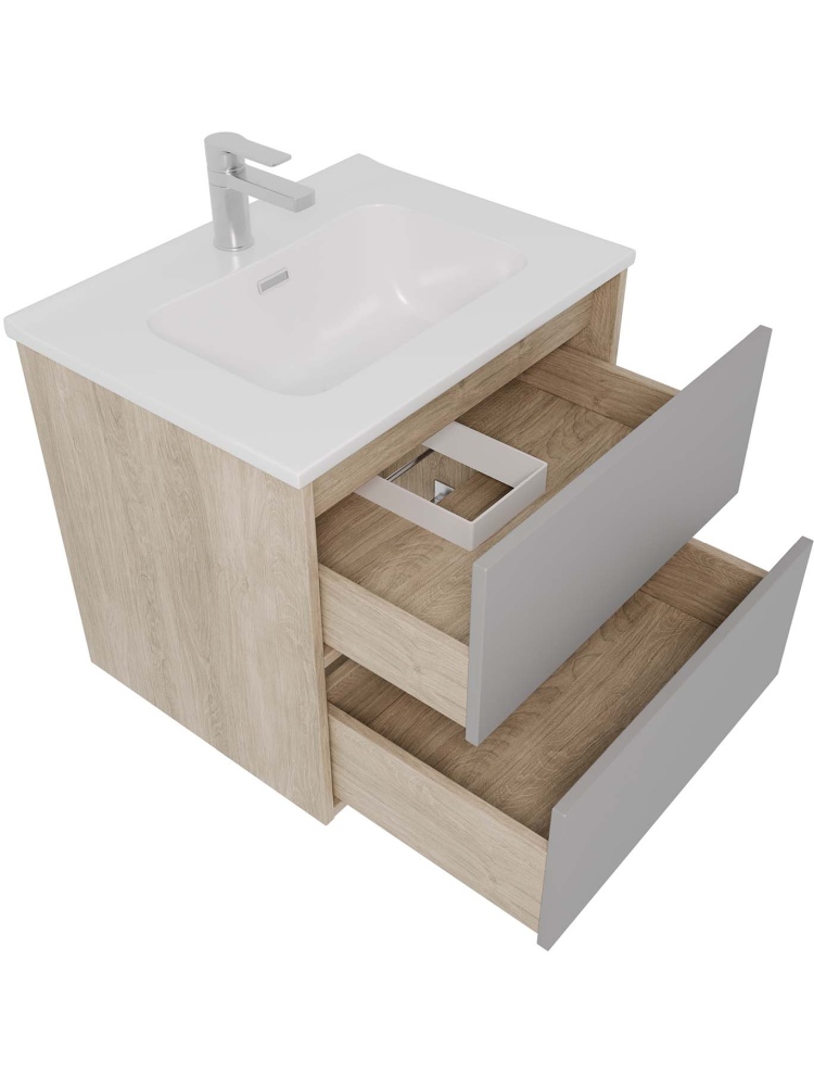 Комплект мебели Aquatek ЛИБРА 60 тумба с раковиной AQ0460-00 2 ящика серый туман/дуб давос AQ66060-DO-LG