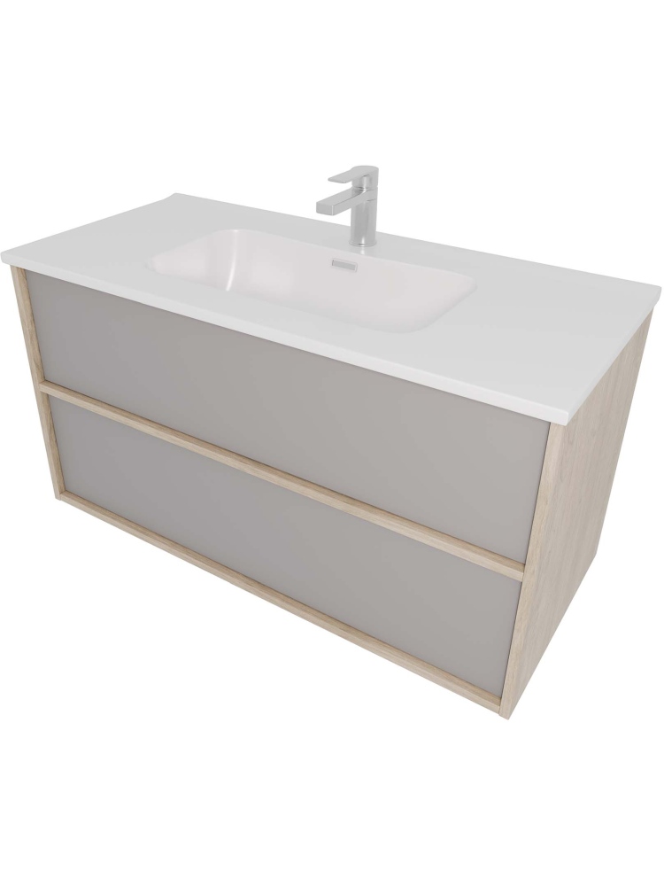 Комплект мебели для ванной AQUATON Либра 100 см тумба с раковиной AQ4100-00 серый туман/дуб давос AQ66100-DO-LG