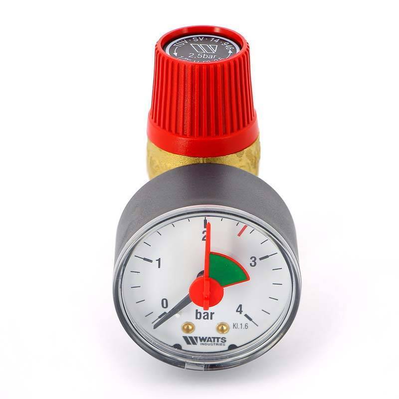 Клапан предохранительный Watts SVM 1/2x3/4 2.5 бар с манометром 10004647