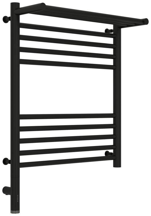 Полотенцесушитель электрический Сунержа Богема 3.0 с 1 полкой 500x600 мм МЭМ нижнее слева черный матовый 3158066050