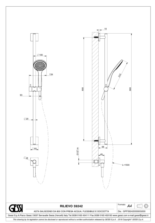 Душевой гарнитур Gessi Rilievo Nickel PVD 59242720