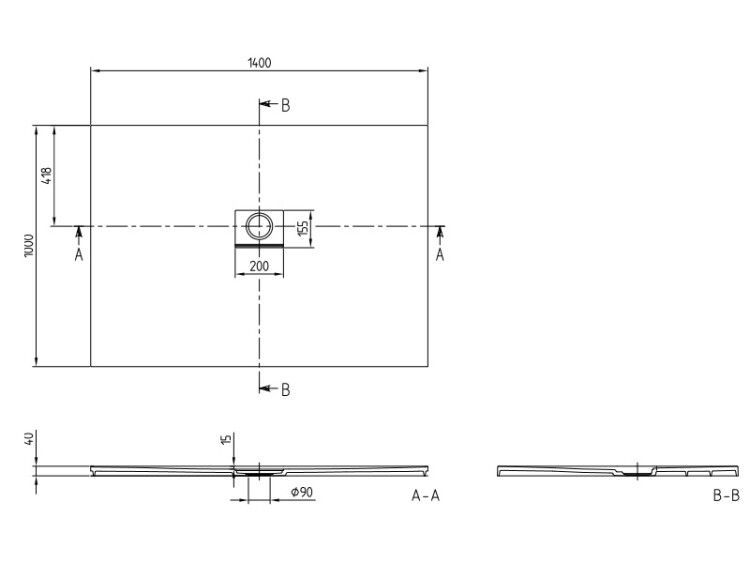 Душевой поддон Villeroy & Boch Squaro Infinity 1400x1000x40 мм Stone White UDQ1410SQI2IVRW