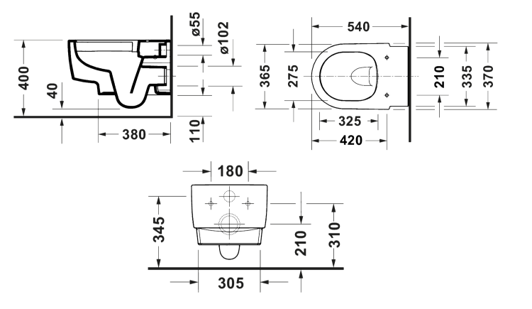 Унитаз подвесной Duravit Balcoon 305x540x360 мм безободковый цвет Clay terra matt 290609AM00