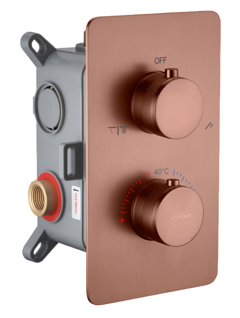 Смеситель термостатический для душа встраиваемый Boheme Cell на 2 потребителя с внутренней частью матовая бронза 134-2-BRB
