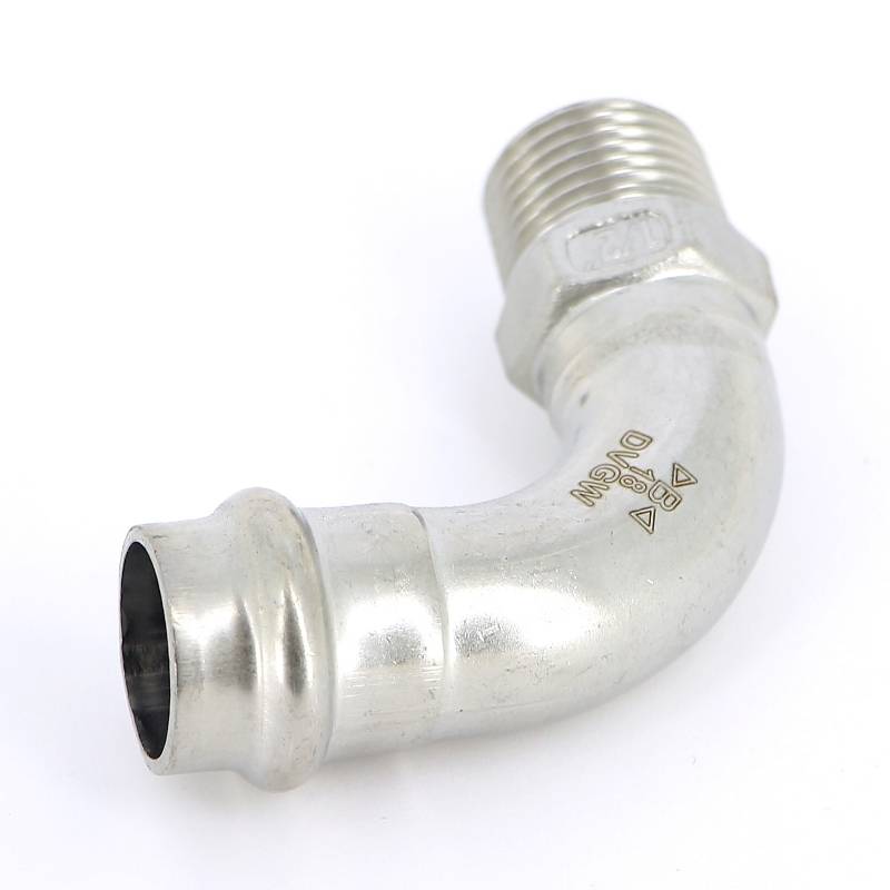 Угольник пресс IBP B-Press Inox 18 x 1/2 с наружной резьбой нержавеющая сталь PS4001G0180400