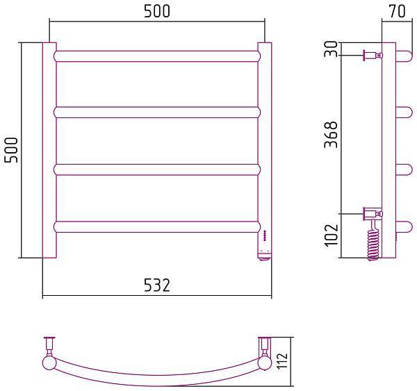 Полотенцесушитель электрический Сунержа Галант 4.0 500x500 мм правый матовый черный 31-0831-5050