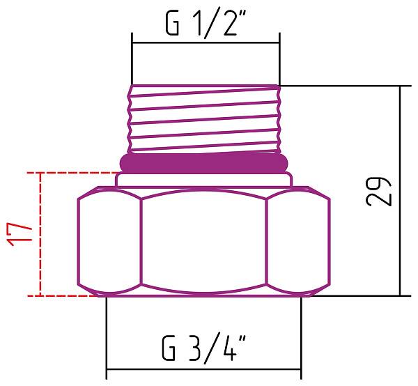 Комплект фитингов прямой Стилье G 3/4 НГ x G 1/2 НР 2 шт. 02100-3412