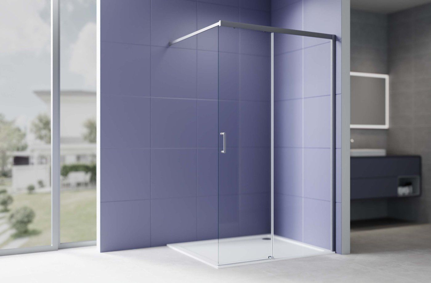 Душевая перегородка раздвижная Aquanet Walk In 1200x2000 мм профиль оружейная сталь стекло прозрачное 5/6 мм AQ.WISL.120.1GM