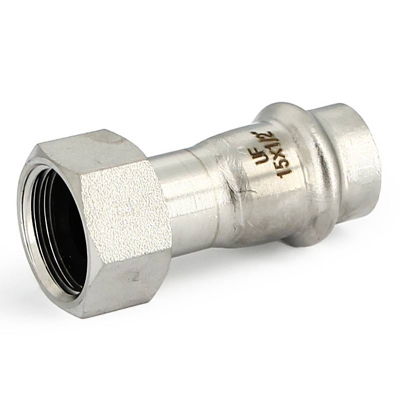 Муфта пресс-В Uni-Fitt 15x1/2 с накидной гайкой нержавеющая сталь 774S1200