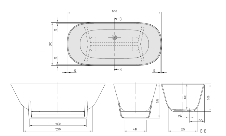 Ванна отдельностоящая Villeroy & Boch Antheus 1750x800 мм Stone White UBQ175ANH7F400VRW