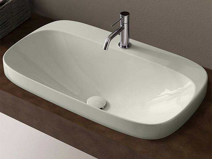 Раковина накладная Scarabeo Moon 72x42 см 1 отверстие для смесителя Pearl 5512/41