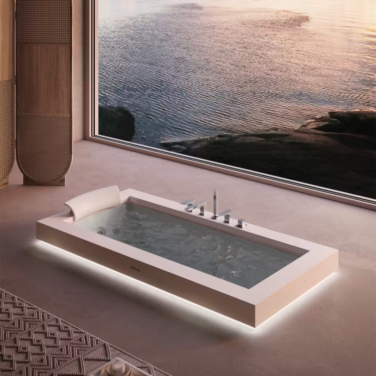 Гидромассажная ванна, Jacuzzi, Aura Uno Corian, шгв 1850-950-660, цвет ванны/смесителя-белый/хром