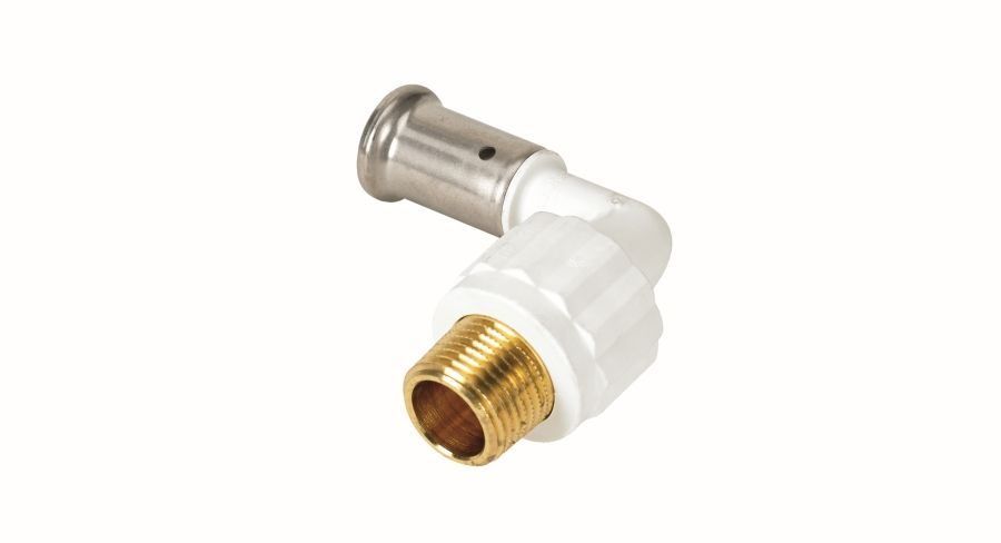 Угольник 90° Henco PVDF пресс с наружной резьбой 26x3/4 белый 5PKW-2605