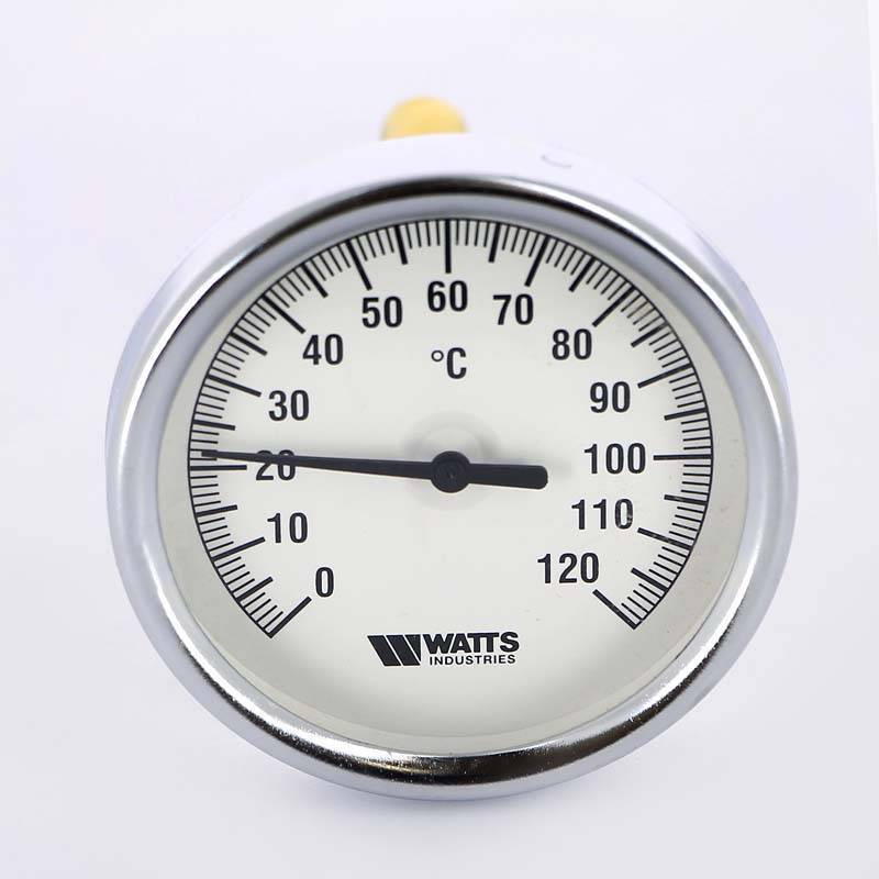 Термометр биметаллический Watts F+R801 80 мм 0-120 °C погружной гильза 100 мм 10005950
