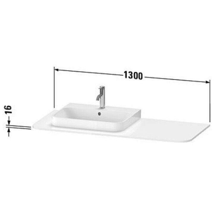 Столешница Duravit Happy D.2 Plus 1300x550x16 мм цвет белый глянцевый HP031K R 22