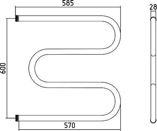 Полотенцесушитель водяной Стилье М-образный 628x600 мм 00004-6060