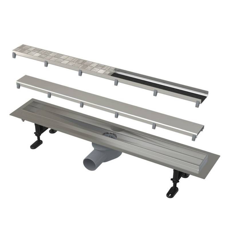 Лоток душевой Alca APZ13-DOUBLE9 750 мм с решеткой DOUBLE нержавеющая сталь APZ13-DOUBLE9-750