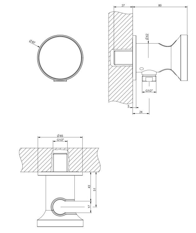 Шланговое подсоединение Gessi Origini с держателем 1/2 цвет Finox Brushed Nickel 66161149