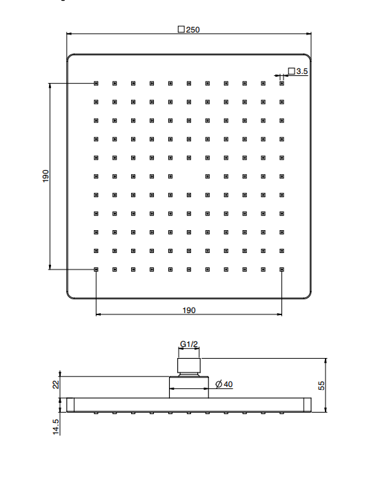 Верхний душ Fima Carlo Frattini Showerhead 250x250 мм квадратный цвет хром F29872CR