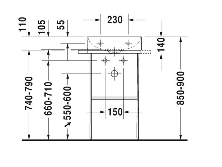 Консоль Duravit DuraSquare напольная 516x333 мм регулируемая по высоте цвет хром 0031091000