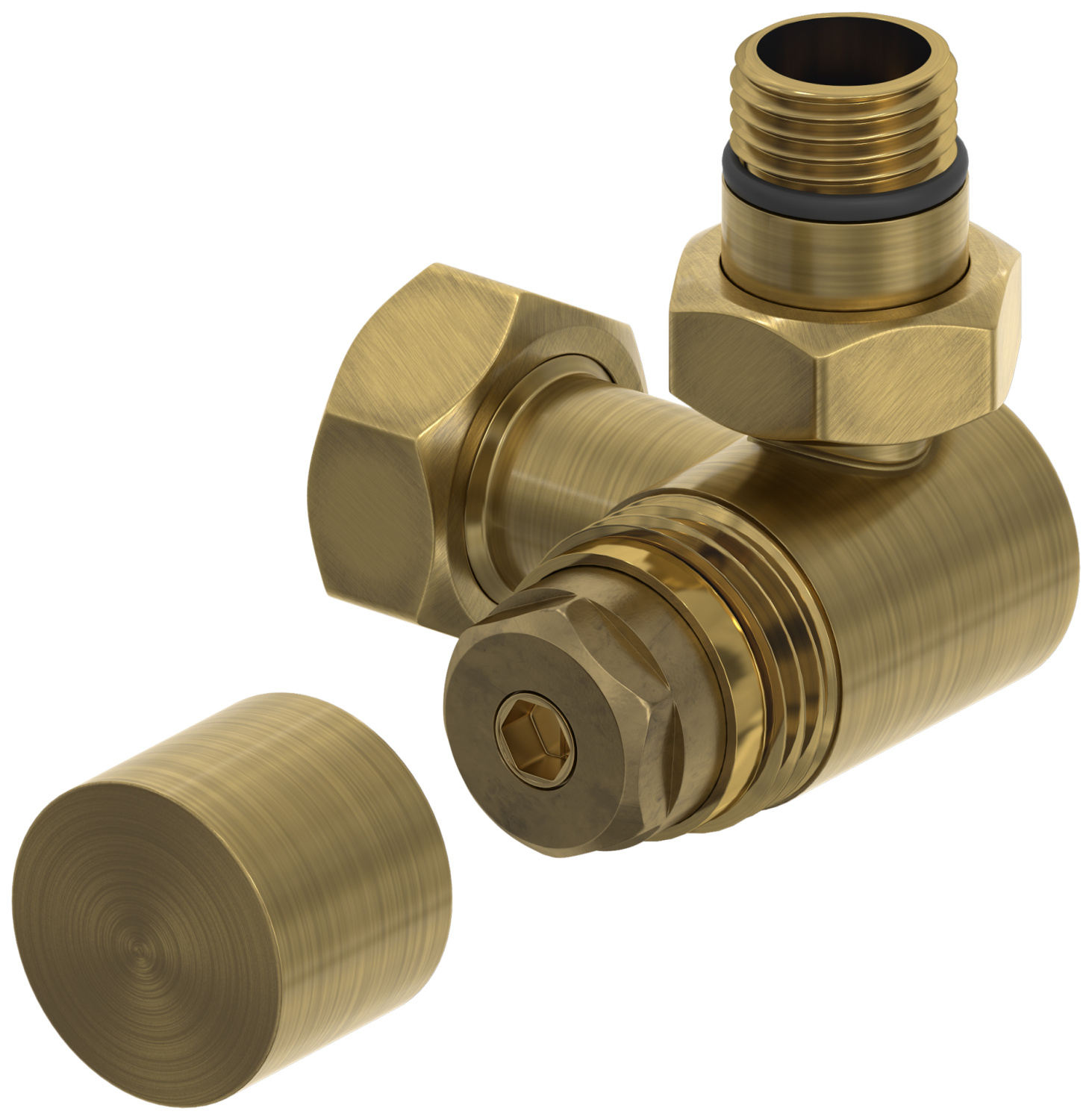 Вентиль регулирующий Сунержа 3D правый G 1/2 x G 3/4 состаренная латунь брашированная 051-1407-1234