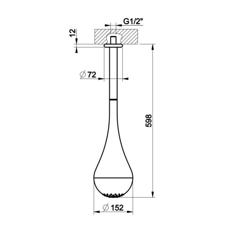 Верхний душ Gessi Goccia 152x152 мм потолочный цвет Antique Brass 33752