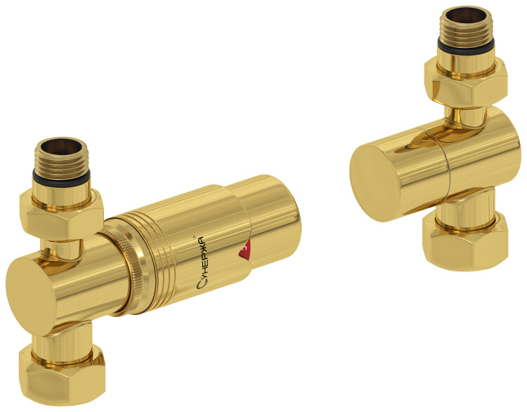 Комплект терморегуляторов Сунержа автоматический прямой G 1/2 x G 3/4 золото 0314200001