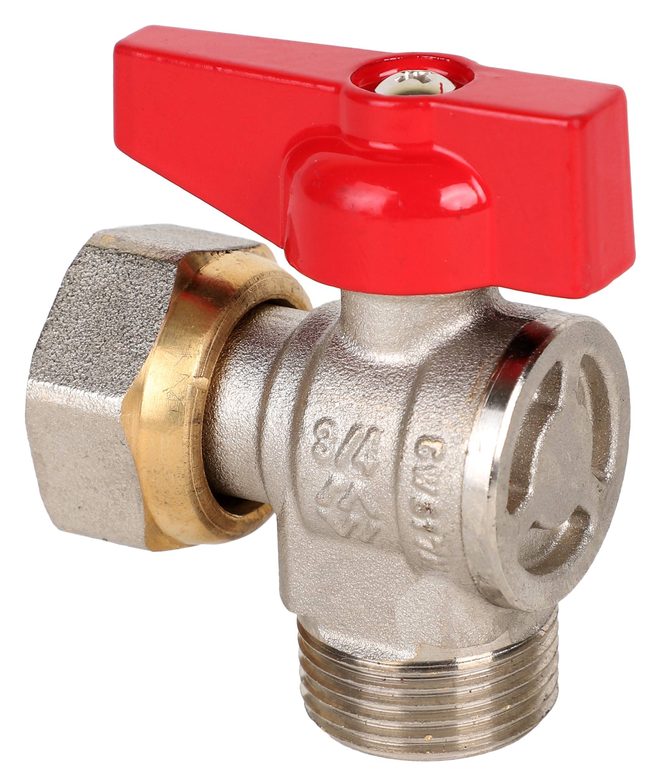 Кран шаровый полнопроходной угловой MVI 1/2 ВР-НР с накидной гайкой бабочка BV.533.04