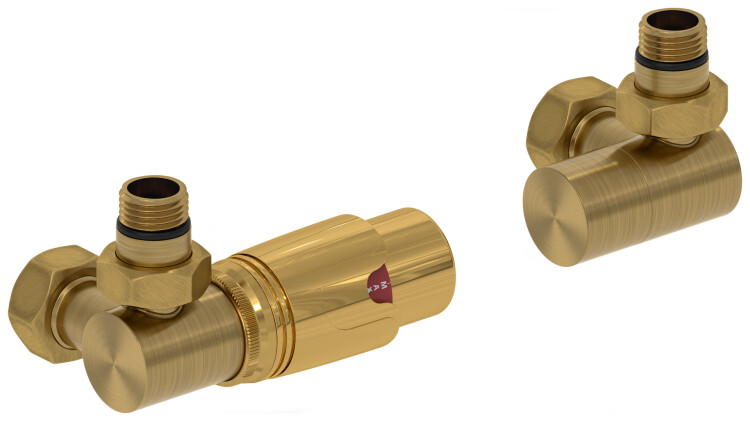 Терморегулятор, Сунержа, 3D, автоматический, G 1/2 НР х G 3/4 НГ, набор, левый, цвет-латунь состаренная