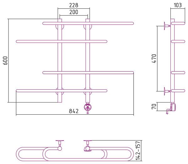 Полотенцесушитель электрический Стилье Формат 15 90x60 см без покрытия 00514-6090