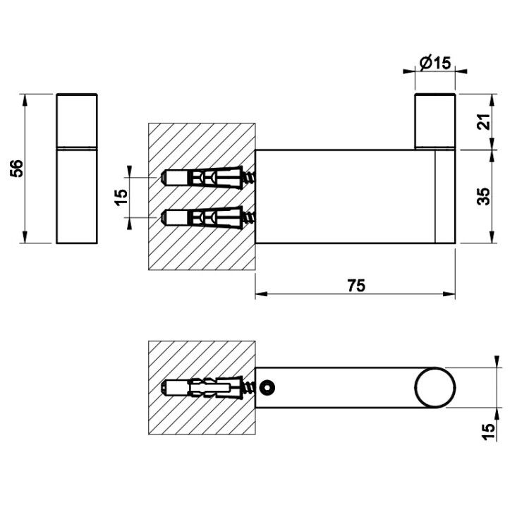 Крючок Gessi Habito Diamantato 15x75x56 мм Finox Brushed Nickel 70623149
