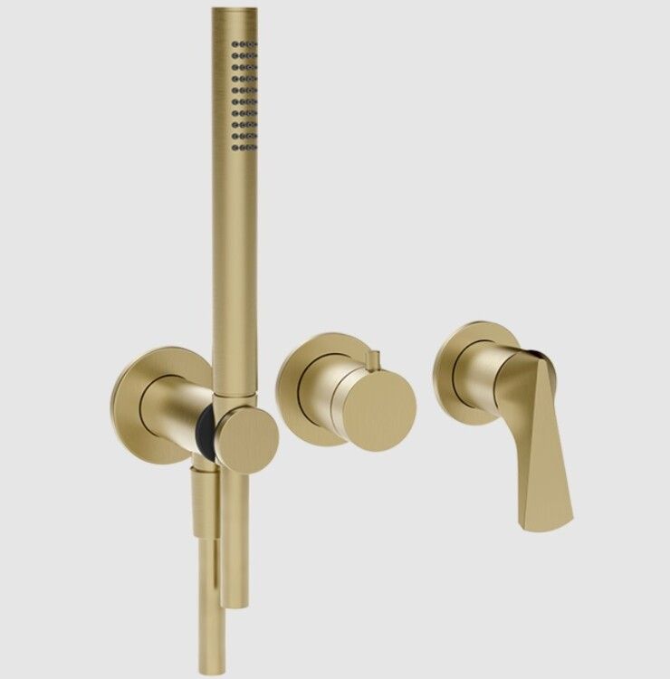 Смеситель для душа Gessi Ventaglio на 2 потребителя встраиваемый Brushed Brass PVD 72036727