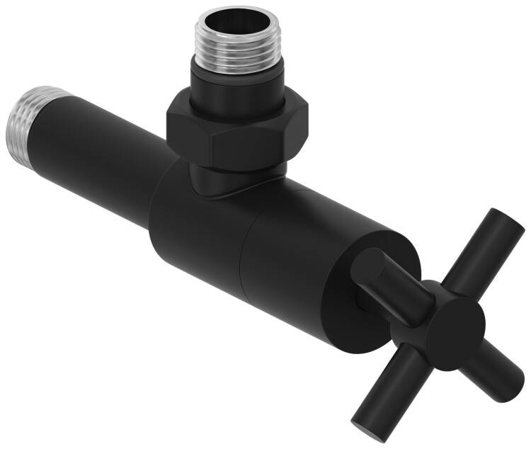 Вентиль угловой Сунержа Крест G 1/2 x G 1/2 черный матовый 3114081212