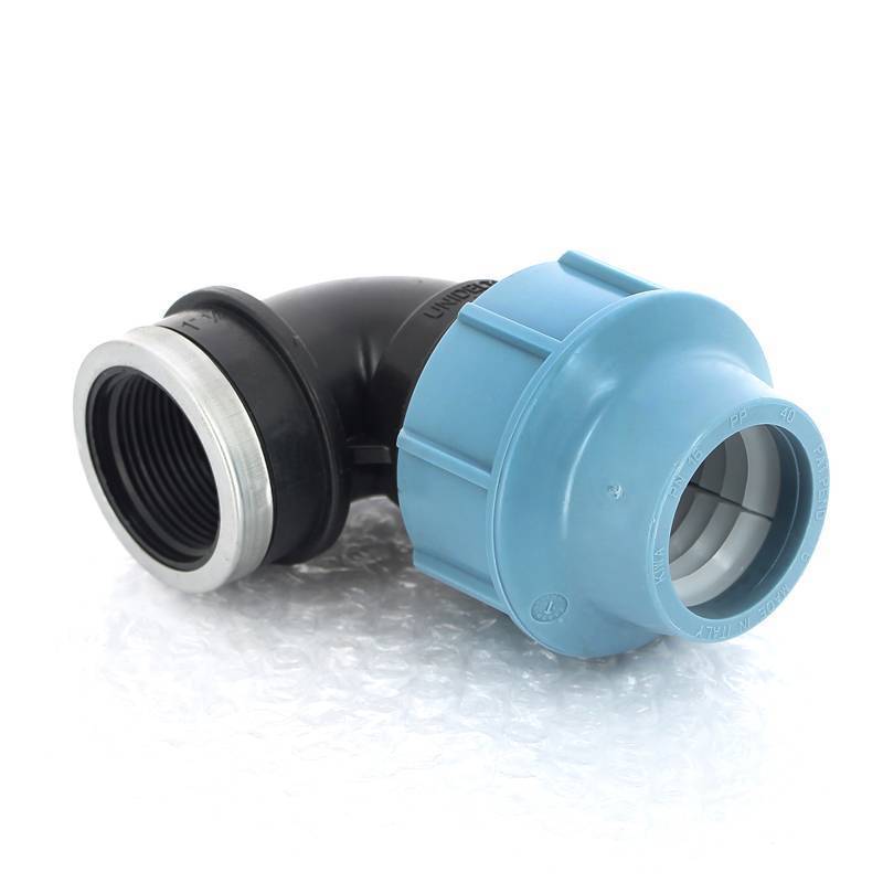 Угольник обжимной Unidelta Deltone 40х1 1/4 внутренняя резьба для ПНД труб 1009040005