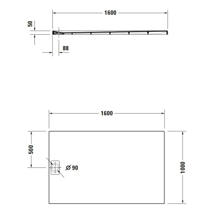 Душевой поддон Duravit Stonetto 1600x1000 мм белый 720171380000000
