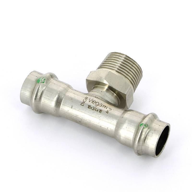 Тройник пресс-НР нержавеющая сталь Viega Sanpress Inox 18х3/4х18 мм 445973