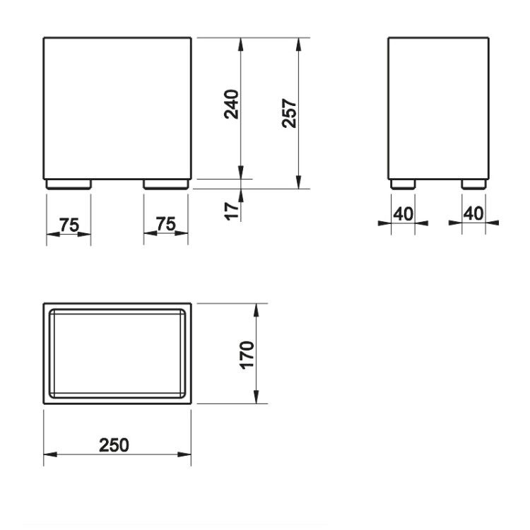 Корзина для бумаг Gessi Rettangolo 250x170x257 мм чёрная Finox Brushed Nickel 20991149