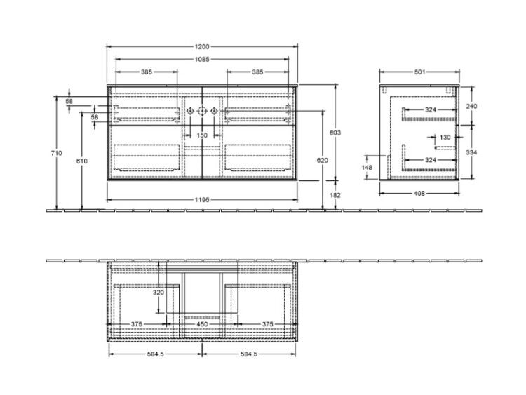 Тумба под раковину Villeroy & Boch Finion 1200x501x603 мм подвесная Glossy White Lacquer F13100GF