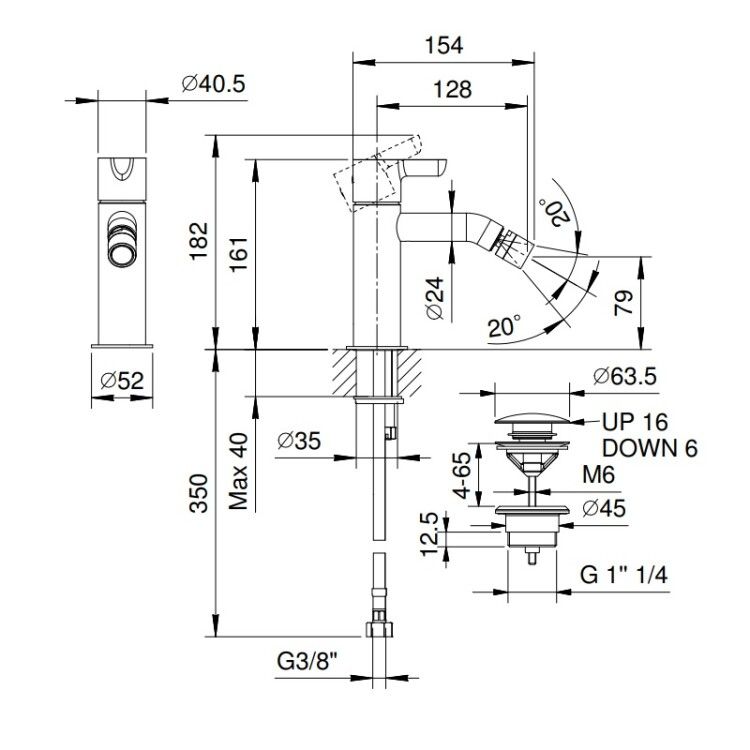 Смеситель для биде Fantini Icona Classic Pure Brass PVD 53Q7R408F