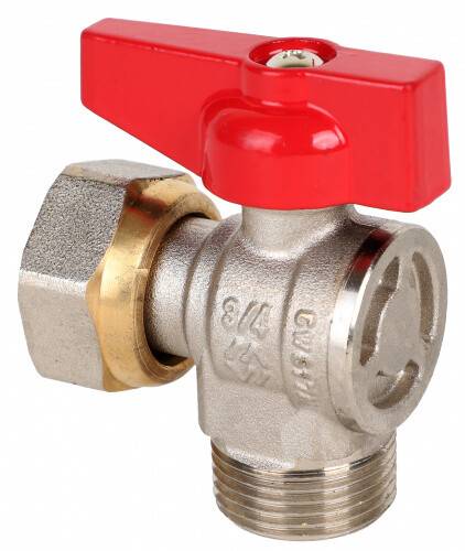 Кран шаровой Högert Premium угловой 1/2 НВ PN 25 бабочка с накидной гайкой BV53304