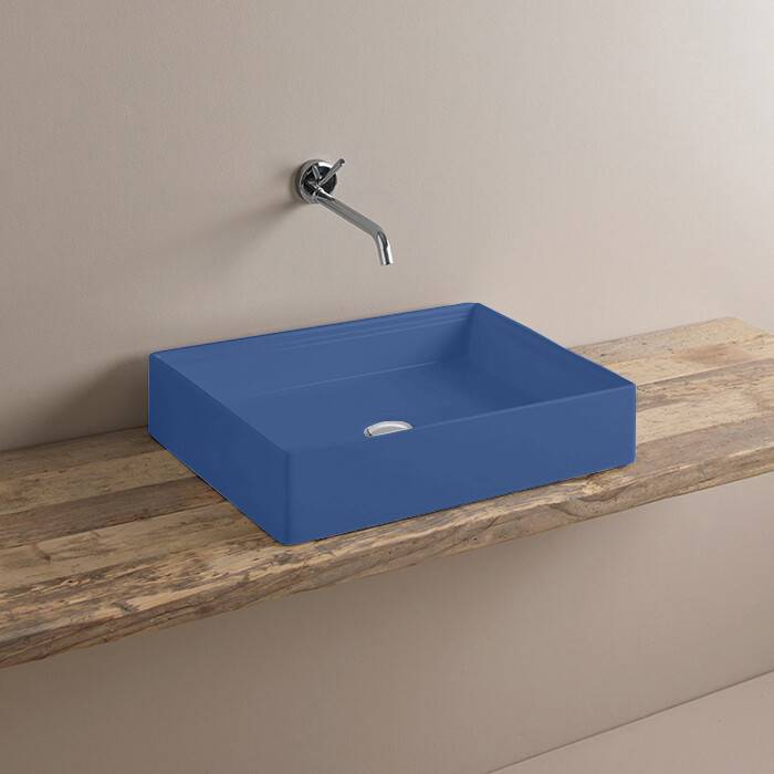 Раковина накладная Artceram Scalino 550х380х115 мм без отверстия Blue sapphire SCL0021600