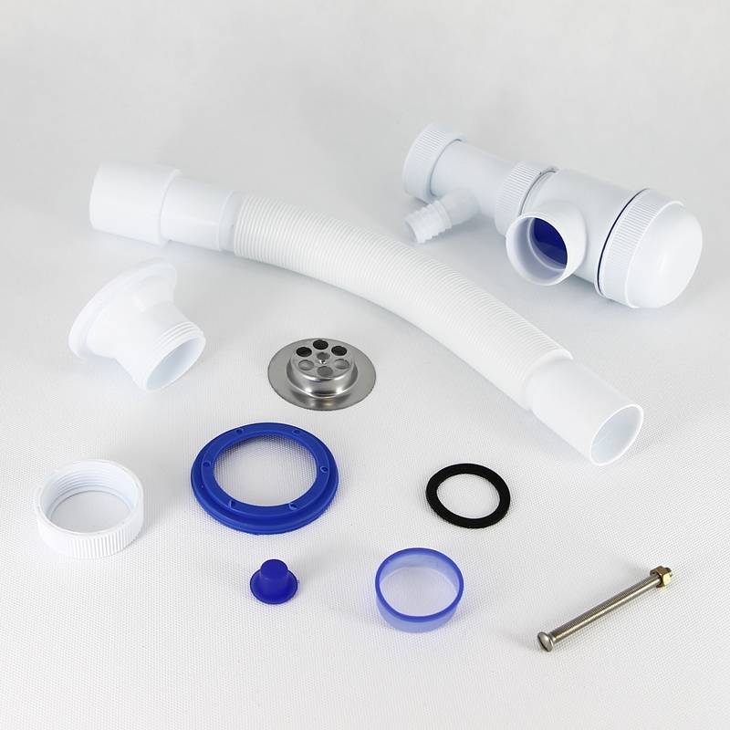 Сифон для раковины Wirquin Мини Элит 1 1/2 x 40 мм чашка 63 мм с отводом и гофротрубой 800 мм 30980679