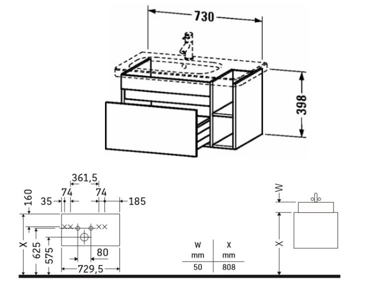 Тумба под раковину Duravit DuraStyle 730x448x398 мм подвесная цвет орех натуральный DS639407979
